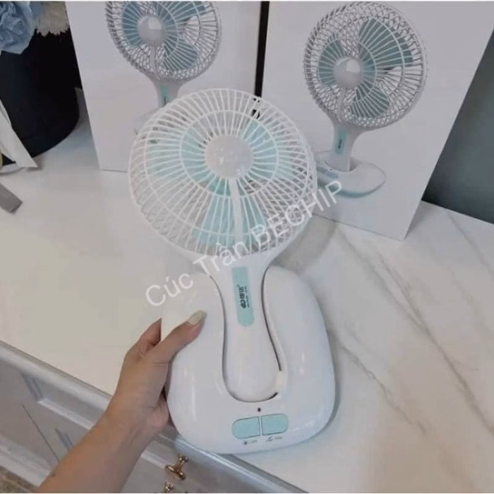 Quạt Tích Điện Ông Tây Kèm Đèn Led, Có Thể Gấp Gọn Ctb207 - Bechip - Ảnh 13