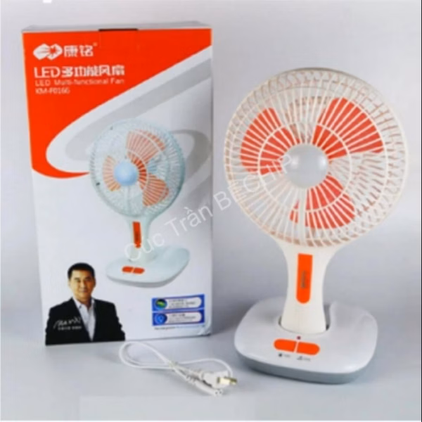 Quạt Tích Điện Ông Tây Kèm Đèn Led, Có Thể Gấp Gọn Ctb207 - Bechip - Ảnh 7