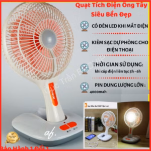 Quạt Tích Điện Ông Tây Kèm Đèn Led, Có Thể Gấp Gọn Ctb207 - Bechip