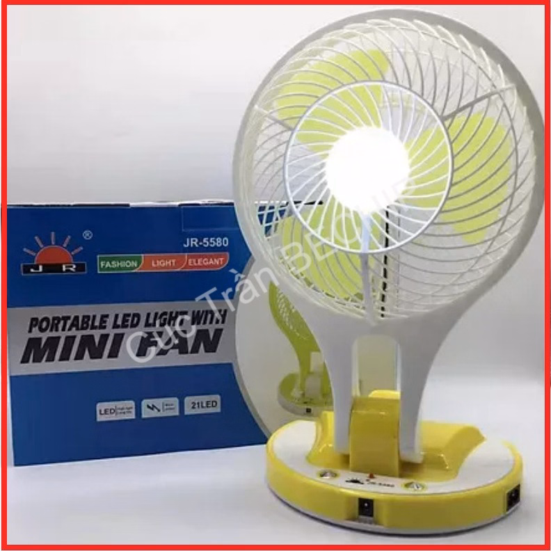 Quạt Tích Điện Mini Fan 5580 Kèm Đèn Led Ctb174 - Bechip - Ảnh 2