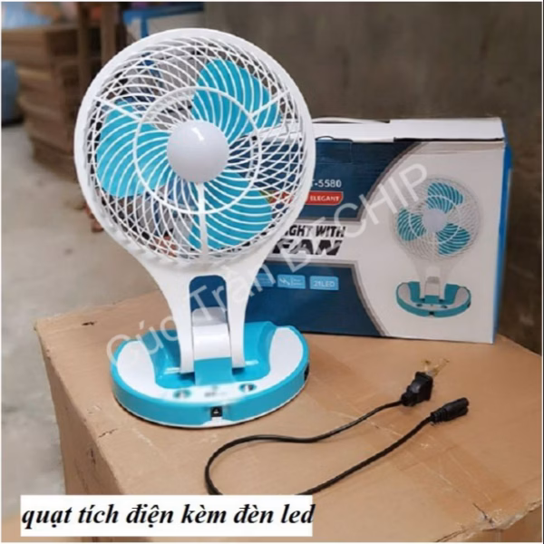 Quạt Tích Điện Mini Fan 5580 Kèm Đèn Led Ctb174 - Bechip - Ảnh 3