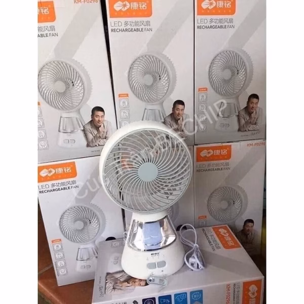 Quạt Tích Điện Ông Tây Mẫu Mới F0296 Kèm Đèn Siêu Sáng Ctb181 - Bechip - Ảnh 3