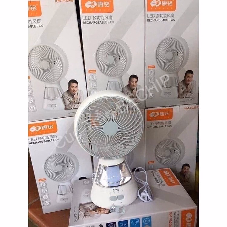 Quạt Tích Điện Ông Tây Mẫu Mới F0296 Kèm Đèn Siêu Sáng Ctb181 - Bechip - Ảnh 3