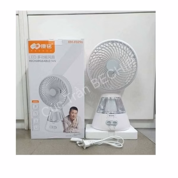 Quạt Tích Điện Ông Tây Mẫu Mới F0296 Kèm Đèn Siêu Sáng Ctb181 - Bechip - Ảnh 8