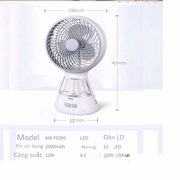 Quạt Tích Điện Ông Tây Mẫu Mới F0296 Kèm Đèn Siêu Sáng Ctb181 - Bechip - Ảnh 9