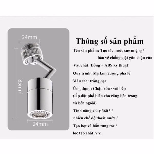 Đầu Nối Vòi Nước Thông Minh Xoay 720 Độ Lắp Vòi Nước Chậu Rửa Bát Chén Lavabo Với 2 Chế Độ Nước Chảy Gd045 - Lady'S Passion - Ảnh 5