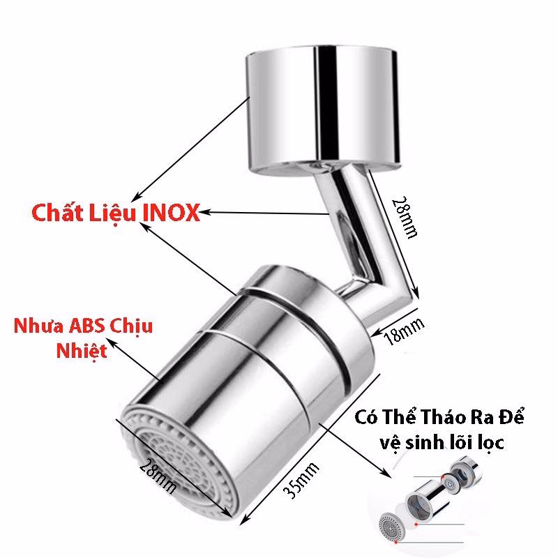 Đầu Nối Vòi Nước Thông Minh Xoay 720 Độ Lắp Vòi Nước Chậu Rửa Bát Chén Lavabo Với 2 Chế Độ Nước Chảy Gd045 - Lady'S Passion - Ảnh 3