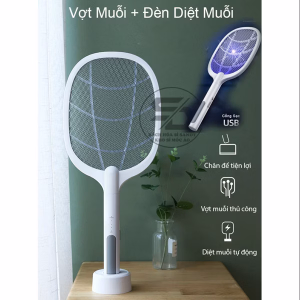 Vợt Muỗi Kiêm Đèn Bắt Muỗi 2 Trong 1 Pin Sạc Cổng Usb Cao Cấp 1500Mah Gd072 - Lady'S Passion - Ảnh 12