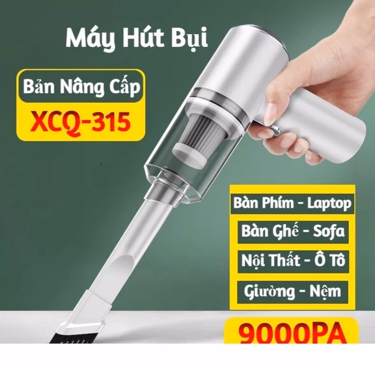 Máy Hút Bụi Oto Cầm Tay Không Dây Mini Công Suất 120W Hút Cực Mạnh 9000Pa Dung Lượng Pin 2000 Sạc Cáp Usb Gd080 - Lady'S Passion