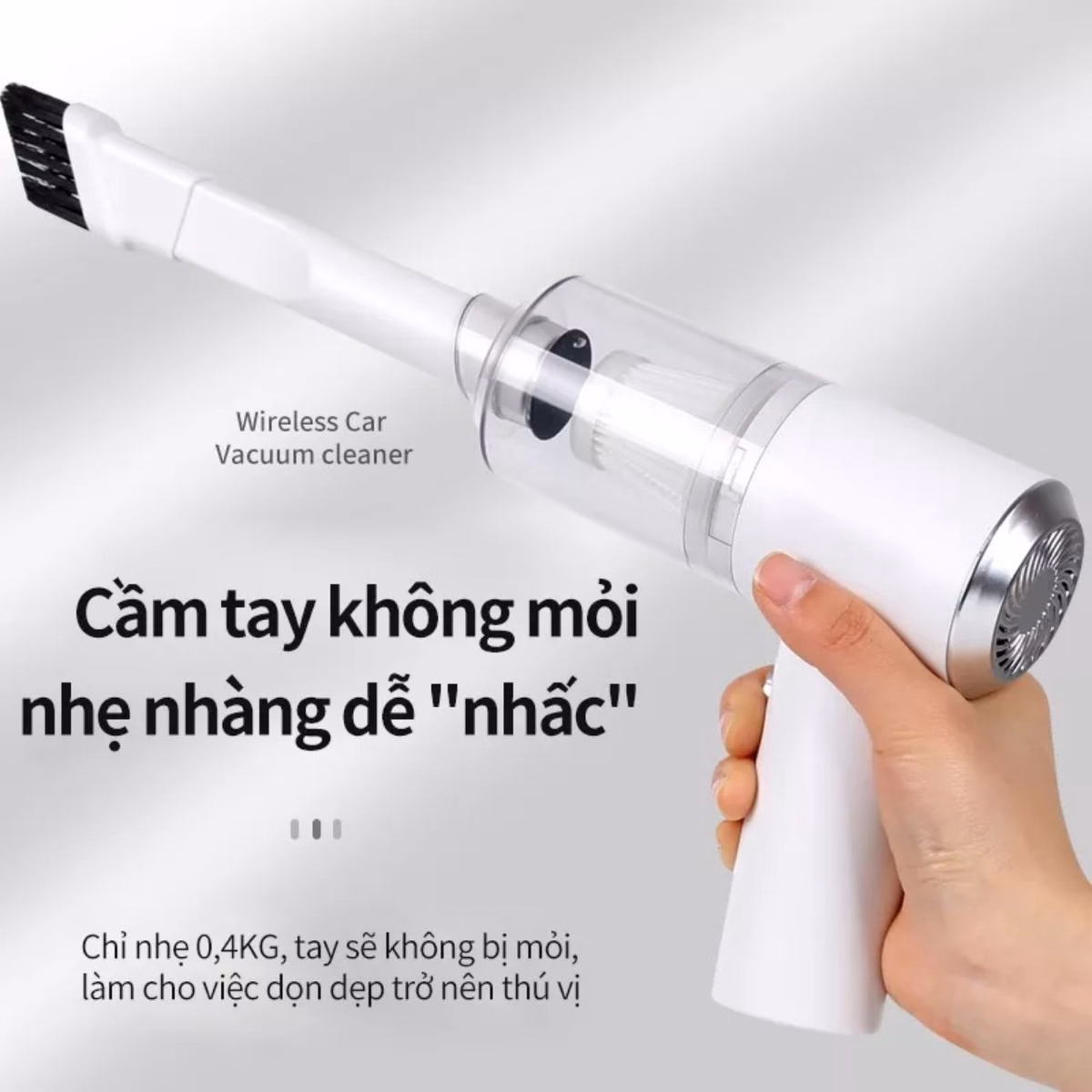 Máy Hút Bụi Oto Cầm Tay Không Dây Mini Công Suất 120W Hút Cực Mạnh 9000Pa Dung Lượng Pin 2000 Sạc Cáp Usb Gd080 - Lady'S Passion - Ảnh 3