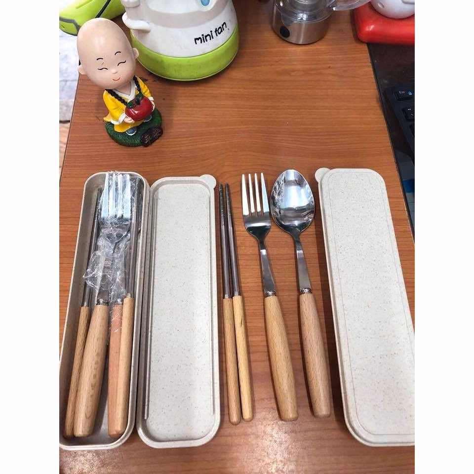 Bộ Đũa Thìa Lúa Mạch Cán Gỗ Loại Đắt, Không Phải Loại Cán Nhựa Gd113 - Lady'S Passion - Ảnh 6