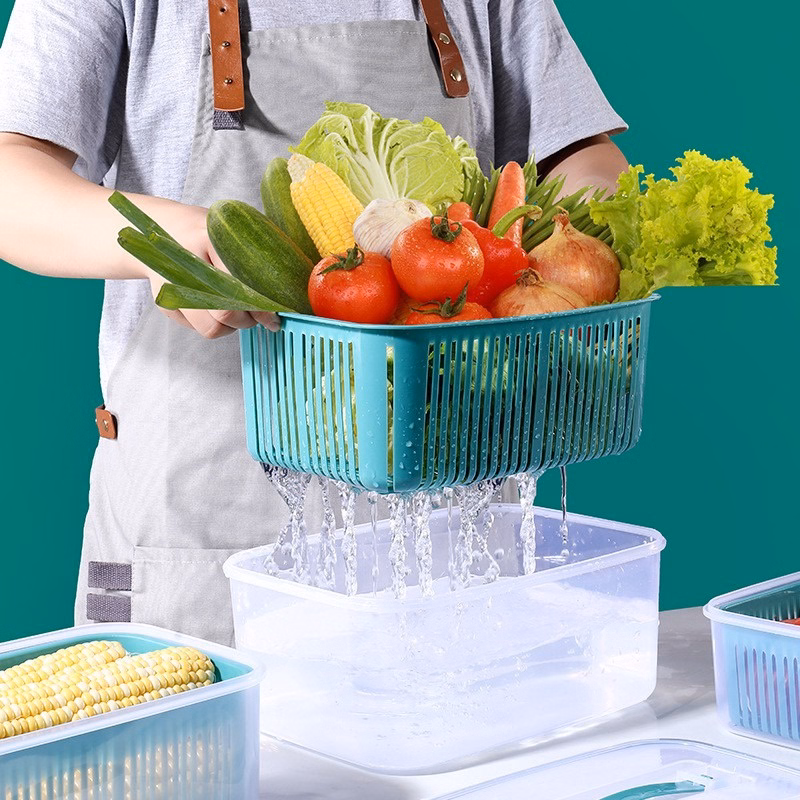 Bộ 5 Hộp Đựng Bảo Quản Thực Phẩm Tủ Lạnh, Kèm Rổ Và Lắp Đậy Bảo Quản Hút Chân Không Tiện Dụng Gd119 - Lady'S Passion - Ảnh 6