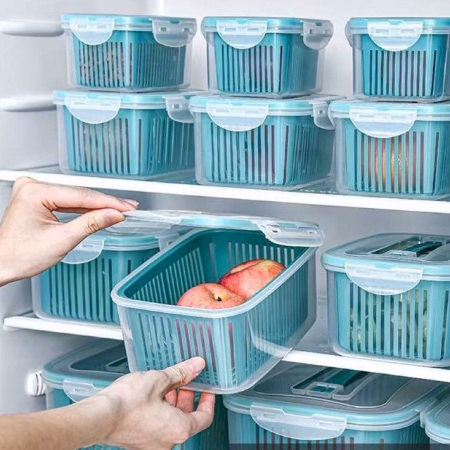 Bộ 5 Hộp Đựng Bảo Quản Thực Phẩm Tủ Lạnh, Kèm Rổ Và Lắp Đậy Bảo Quản Hút Chân Không Tiện Dụng Gd119 - Lady'S Passion - Ảnh 4