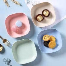 Set 8 Đĩa Nhựa Lúa Mạch Vuông, Đĩa Đựng Bánh Kẹo, Đĩa Vuông Nhỏ Nhiều Màu Gd121 - Lady'S Passion