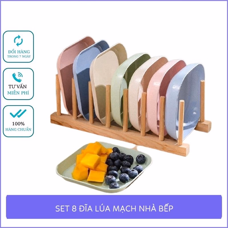 Set 8 Đĩa Nhựa Lúa Mạch Vuông, Đĩa Đựng Bánh Kẹo, Đĩa Vuông Nhỏ Nhiều Màu Gd121 - Lady'S Passion - Ảnh 3