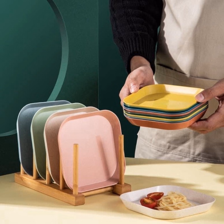 Set 8 Đĩa Nhựa Lúa Mạch Vuông, Đĩa Đựng Bánh Kẹo, Đĩa Vuông Nhỏ Nhiều Màu Gd121 - Lady'S Passion - Ảnh 7