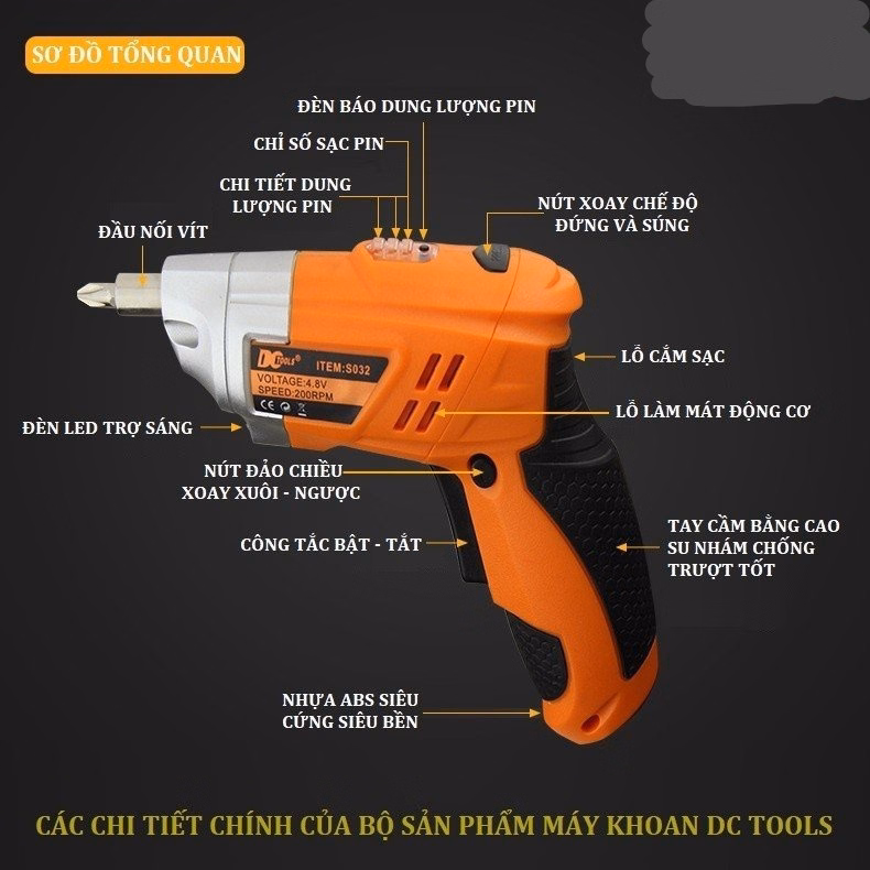 Máy Khoan Pin Mini Cầm Tay Đa Năng 2 Chế Độ Thông Minh Siêu Mạnh Máy Khoan Vít Máy Bắn Vít Pin Mini Gd148 - Lady'S Passion - Ảnh 3