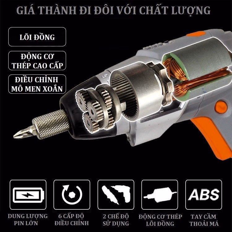 Máy Khoan Pin Mini Cầm Tay Đa Năng 2 Chế Độ Thông Minh Siêu Mạnh Máy Khoan Vít Máy Bắn Vít Pin Mini Gd148 - Lady'S Passion - Ảnh 4