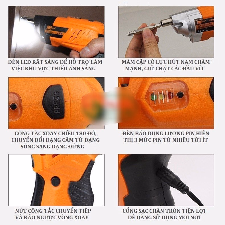 Máy Khoan Pin Mini Cầm Tay Đa Năng 2 Chế Độ Thông Minh Siêu Mạnh Máy Khoan Vít Máy Bắn Vít Pin Mini Gd148 - Lady'S Passion - Ảnh 8