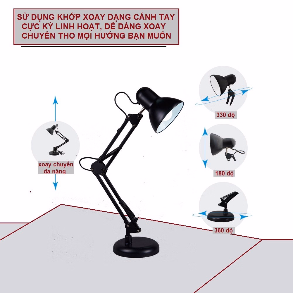 Đèn Bàn Học, Làm Việc Xoay Gấp 360 Độ Có Chân Kẹp Bàn Pixar (Đèn Không Kèm Bóng) Gd176 - Lady'S Passion - Ảnh 6