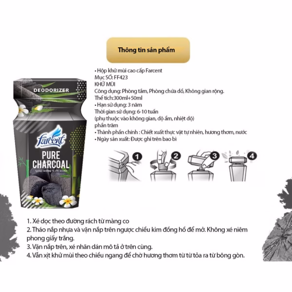 Hộp Chất Khử Mùi Farcent Than Hoạt Tính 300Ml + 50Ml - Farcent - Ảnh 5
