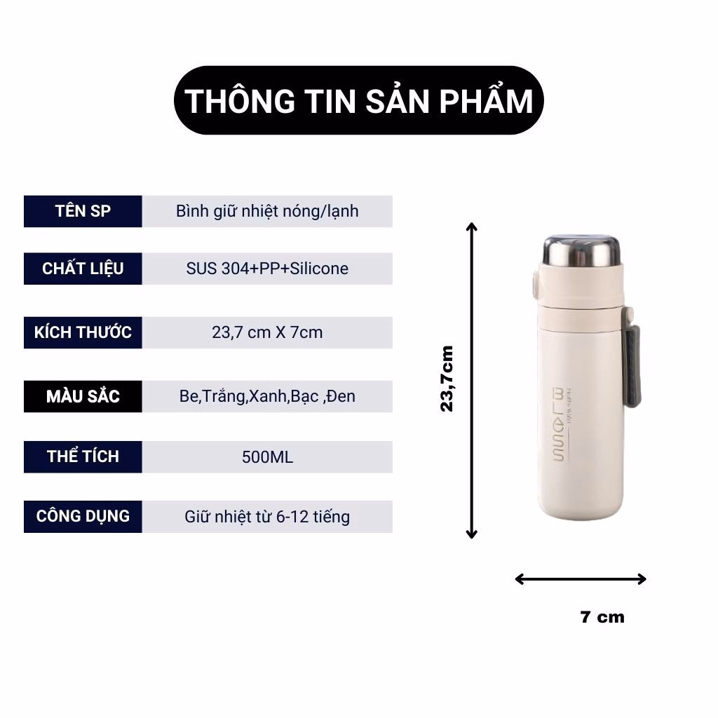 Bình Giữ Nhiệt Inox Bless 500Ml - Gdn - Ảnh 3
