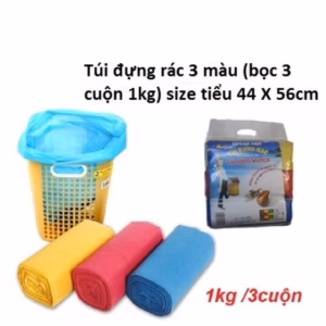 Túi Đựng Rác 3 Màu (Bọc 3 Cuộn 1Kg) Size Tiểu 44X56Cm - Gdn