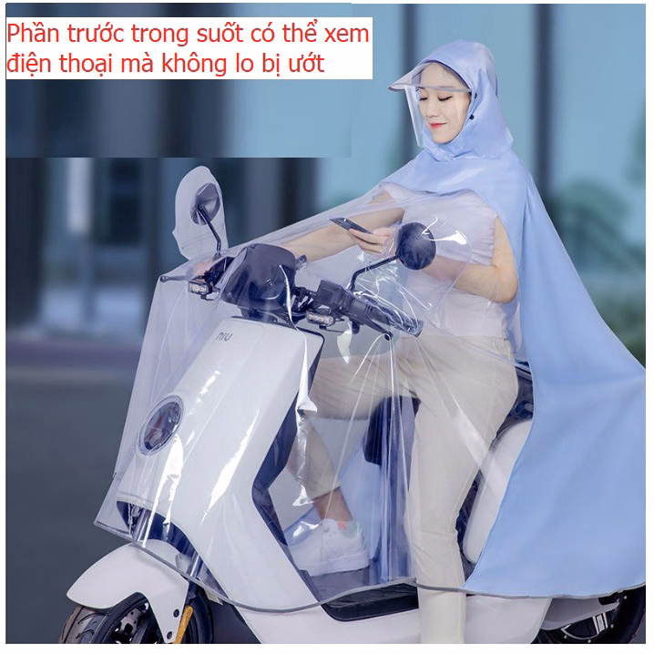 Áo Mưa Nửa Trước Trong Suốt Cho Mẹ Và Bé, Che Phủ Toàn Thân, Kèm Kính Chắn Mưa Loại 1 Ctb238 - Bechip - Ảnh 4