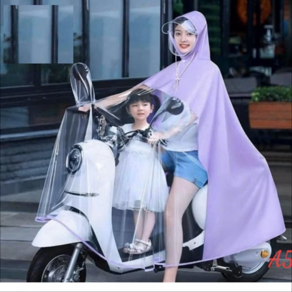 Áo Mưa Nửa Trước Trong Suốt Cho Mẹ Và Bé, Che Phủ Toàn Thân, Kèm Kính Chắn Mưa Loại 1 Ctb238 - Bechip - Ảnh 3