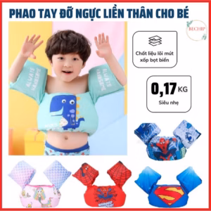 Phao Bơi, Áo Bơi, Áo Phao Tập Bơi Đỡ Ngực Kèm Phao Tay Dành Cho Bé Ctb230 - Bechip