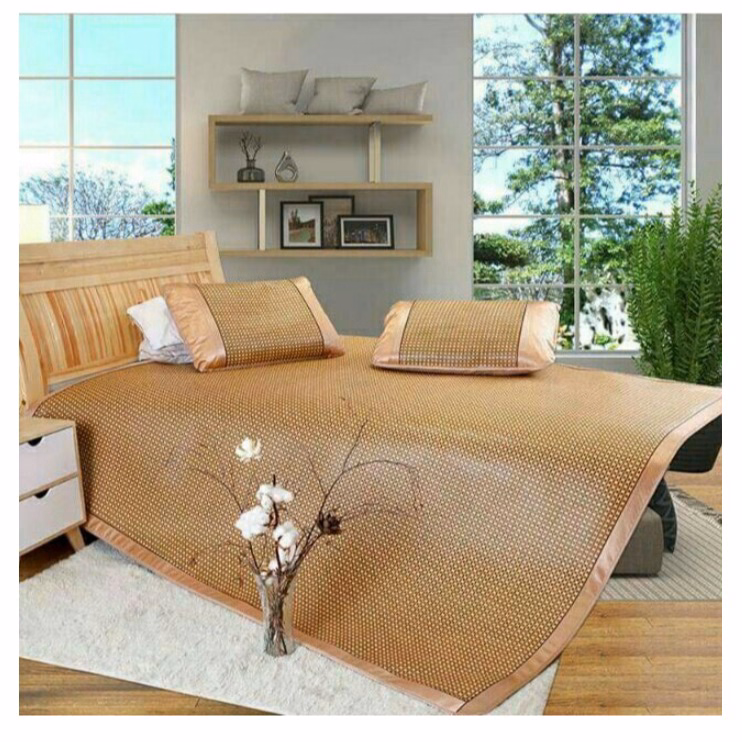 Chiếu Mây Điều Hòa Mây Hoa Long, Viền Lụa Cao Cấp, Tặng Kèm 2 Vỏ Gối Ctb229 - Bechip - Ảnh 3
