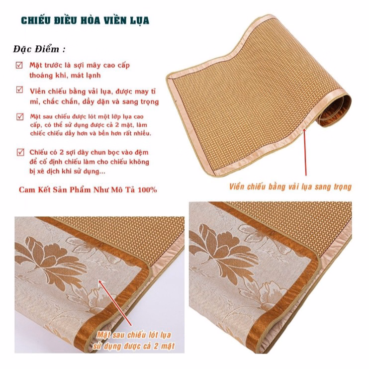 Chiếu Mây Điều Hòa Mây Hoa Long, Viền Lụa Cao Cấp, Tặng Kèm 2 Vỏ Gối Ctb229 - Bechip - Ảnh 16