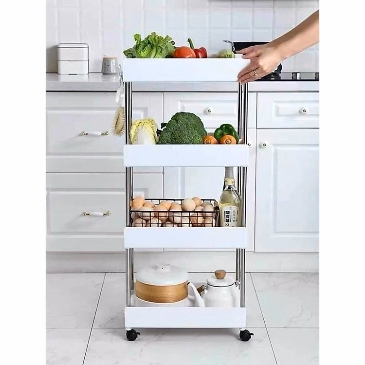 Kệ Để Đồ Đa Năng 4 Tầng Có Bánh Xe Di Chuyển Ctb216 - Bechip - Ảnh 2