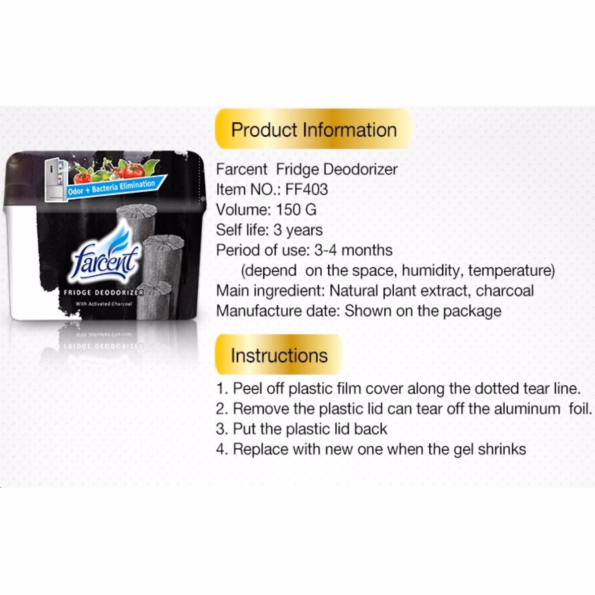 Thùng 12 Hộp Khử Mùi Tủ Lạnh Farcent 150G - Facent - Ảnh 3