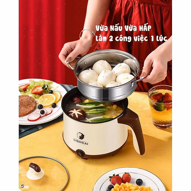 Ca Nấu Mì Đa Năng, Nồi Lẩu Điện Mini Đa Năng Tiện Dụng Có Tay Cầm 1,8L Ctb268 - Bechip - Ảnh 10