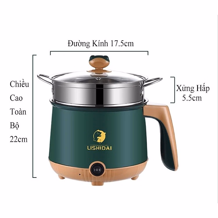 Ca Nấu Mì Đa Năng, Nồi Lẩu Điện Mini Đa Năng Tiện Dụng Có Tay Cầm 1,8L Ctb268 - Bechip - Ảnh 12