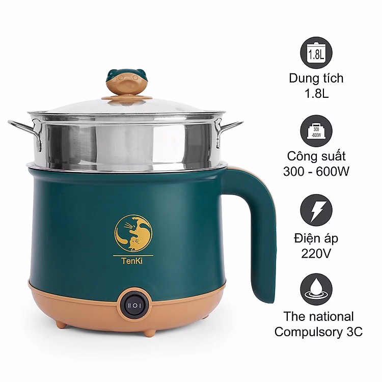 Ca Nấu Mì Đa Năng, Nồi Lẩu Điện Mini Đa Năng Tiện Dụng Có Tay Cầm 1,8L Ctb268 - Bechip - Ảnh 13