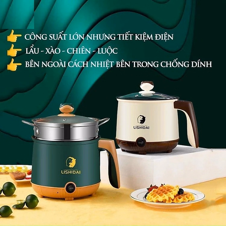 Ca Nấu Mì Đa Năng, Nồi Lẩu Điện Mini Đa Năng Tiện Dụng Có Tay Cầm 1,8L Ctb268 - Bechip - Ảnh 7