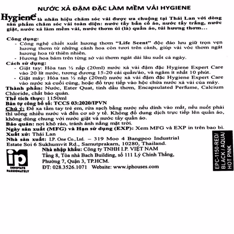 Nước Xả Vải Hygiene Thái Lan Đậm Đặc 1,15L Ctb277 - Bechip - Ảnh 11