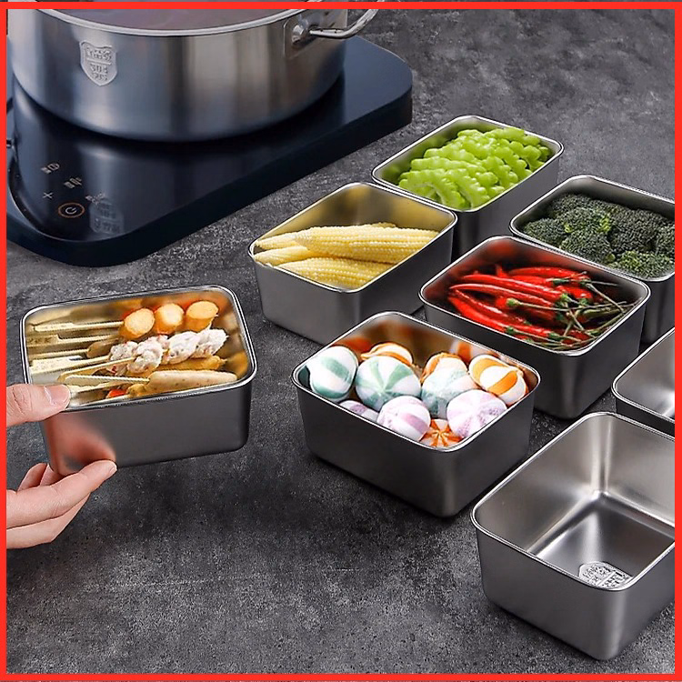 Hộp Inox Kèm Nắp Nhựa Hình Chữ Nhật Loại Nhỏ Ctb285 - Bechip