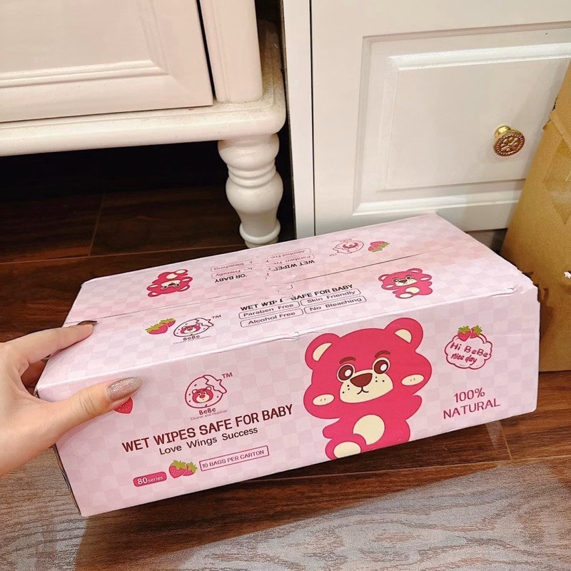 Thùng 10 Gói Khăn Ướt Gấu Dâu/Vịt Vàng Ngẫu Nhiên - Gdn - Ảnh 4