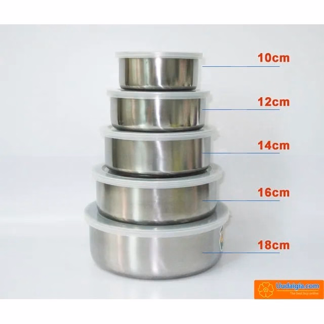 Bộ 5 Thố Inox Có Nắp Đậy Mini (10Cm,12Cm,14Cm, 16Cm Và 18Cm) - Gdn