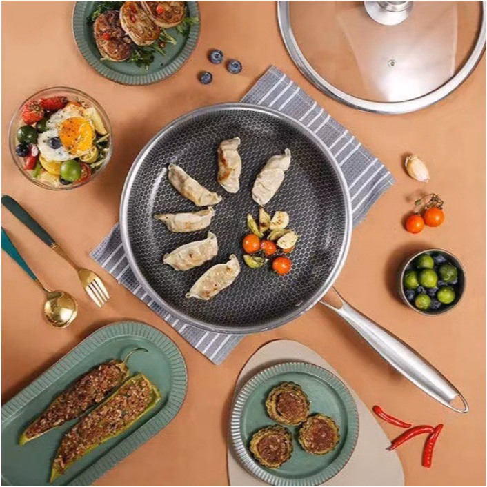 Chảo Tổ Ong, Chảo Chống Dính Vân Tổ Ong Cao Cấp, Đáy Bằng, 28 Cm Ctb297 - Bechip - Ảnh 8