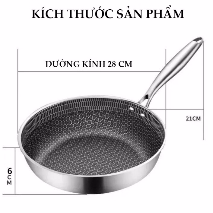 Chảo Tổ Ong, Chảo Chống Dính Vân Tổ Ong Cao Cấp, Đáy Bằng, 28 Cm Ctb297 - Bechip - Ảnh 15
