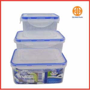 Bộ 3 Hộp Nhựa Việt Nhật Bằng Nhựa Nguyên Sinh, Dùng Được Trong Lò Vi Sóng Ctb300 - Bechip