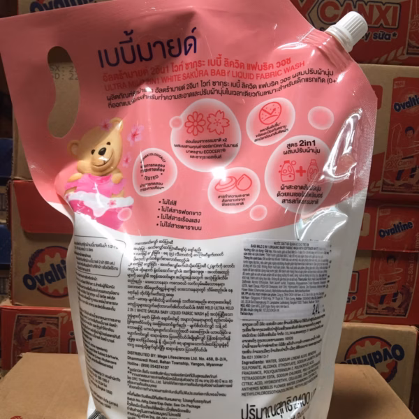 [Mua 1 Tặng 1 Nước Xả/Nước Giặt Ngẫu Nhiên] Nước Giặt Xả 2In1 Babi Mild Organic Hoa Anh Đào Sakura 2,4L - Gdn - Ảnh 4