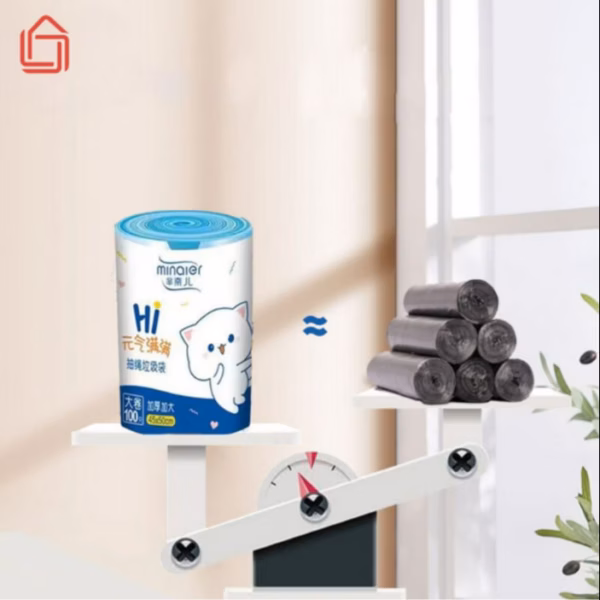 Cuộn 100 Túi Đựng Rác Dây Rút Minaier Tự Hủy, Siêu Dai, Chống Rò Rỉ Nước, Không Sợ Bẩn Tay 45*50 Cm Ctb302 - Bechip - Ảnh 3