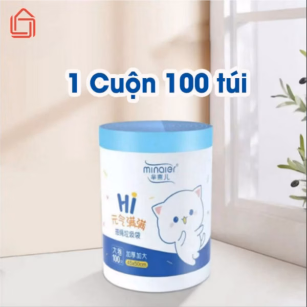 Cuộn 100 Túi Đựng Rác Dây Rút Minaier Tự Hủy, Siêu Dai, Chống Rò Rỉ Nước, Không Sợ Bẩn Tay 45*50 Cm Ctb302 - Bechip - Ảnh 2