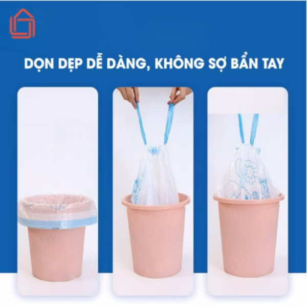 Cuộn 100 Túi Đựng Rác Dây Rút Minaier Tự Hủy, Siêu Dai, Chống Rò Rỉ Nước, Không Sợ Bẩn Tay 45*50 Cm Ctb302 - Bechip - Ảnh 7