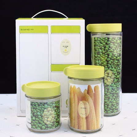 Set 5 Hộp Thủy Tinh Hình Tròn, Trụ Nắp Xanh - Gdn - Ảnh 2
